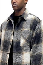 Mens Flannel Shirt Jacket Checkered Plaid Shacket - VacationGrabs