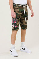 Men's Shorts Mens Flower Patch Camo Cargo Shorts