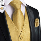 Men's gold tie set for suit, formal events and weddings