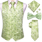 mens for suit light green vest set with tie, bow tie, and pocket square