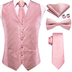 Mens for suit, light pink vest set with tie, bow tie, pocket square, and cufflinks