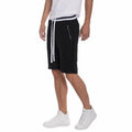 Men's French Terry Shorts in Black with Zip Pockets and Drawstring Waist for Casual Wear