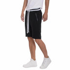 Men's French Terry Shorts in Black with Zip Pockets and Drawstring Waist for Casual Wear