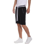 Men's French Terry Shorts by VacationGrabs in Black with Adjustable Drawstring and Zipper Pockets