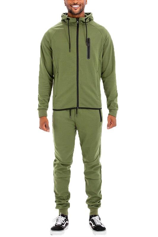 Men's 2PC Track Sets Mens Full Zipper Front Sweatpants and Jacket Outfit