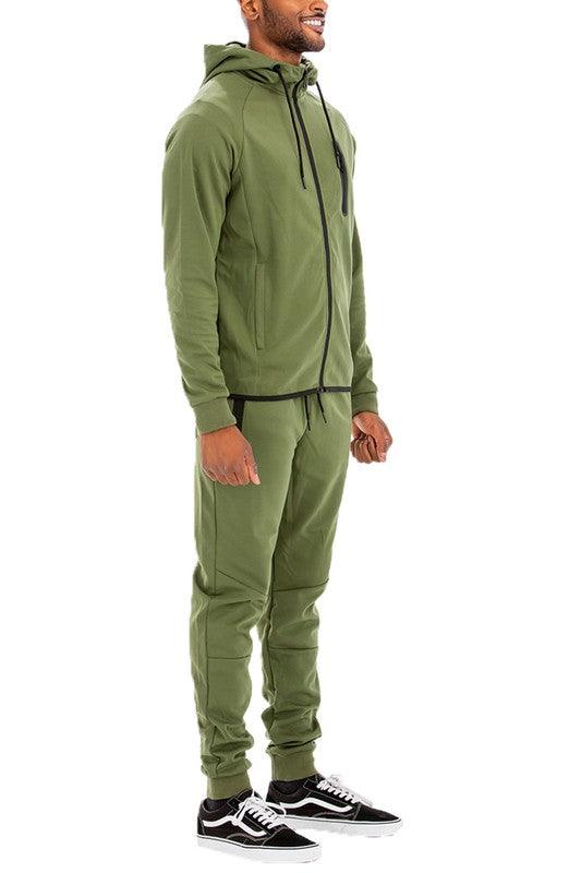 Men's 2PC Track Sets Mens Full Zipper Front Sweatpants and Jacket Outfit