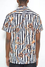 Mens Gold Chain Status Print Button Down Shirt - VacationGrabs