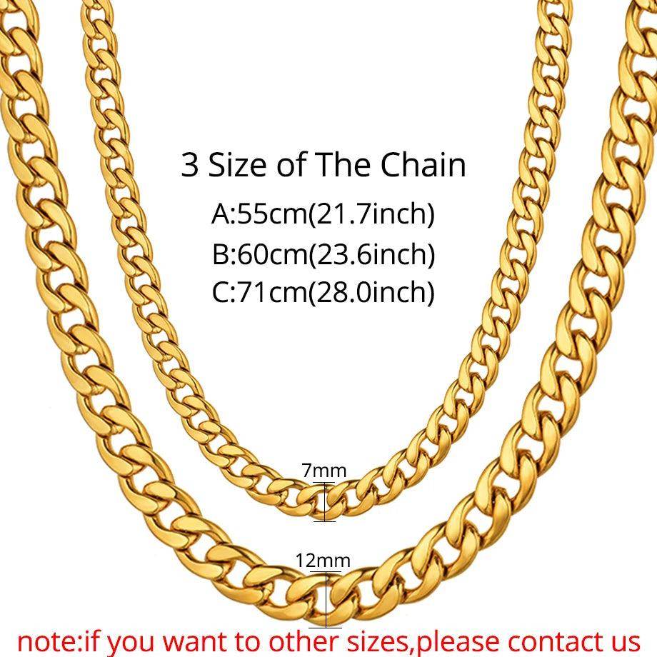 Men's Gold Cuban Link Chain available in three sizes for stylish accessorizing