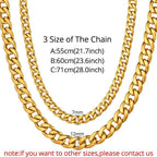 Men's Gold Cuban Link Chain available in three sizes for stylish accessorizing