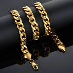Men's gold cuban link chain with shiny finish, perfect for stylish jewelry layering