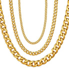 Men's Gold Cuban Link Chain in various thicknesses and styles for a bold accessory look