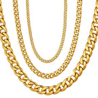 Men's Gold Cuban Link Chain in various thicknesses and styles for a bold accessory look