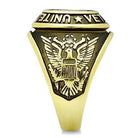 Unique men's gold stainless steel ring featuring detailed eagle emblem and 'United' inscription