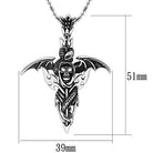 Men's Gothic Dragon Necklace featuring a skull and intricate detailing in silver finish