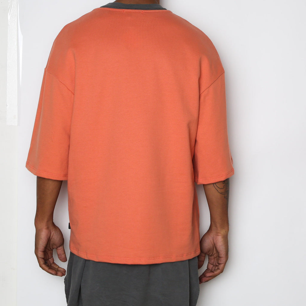 Men's graphic tee shirts in orange, soft cotton, casual wear
