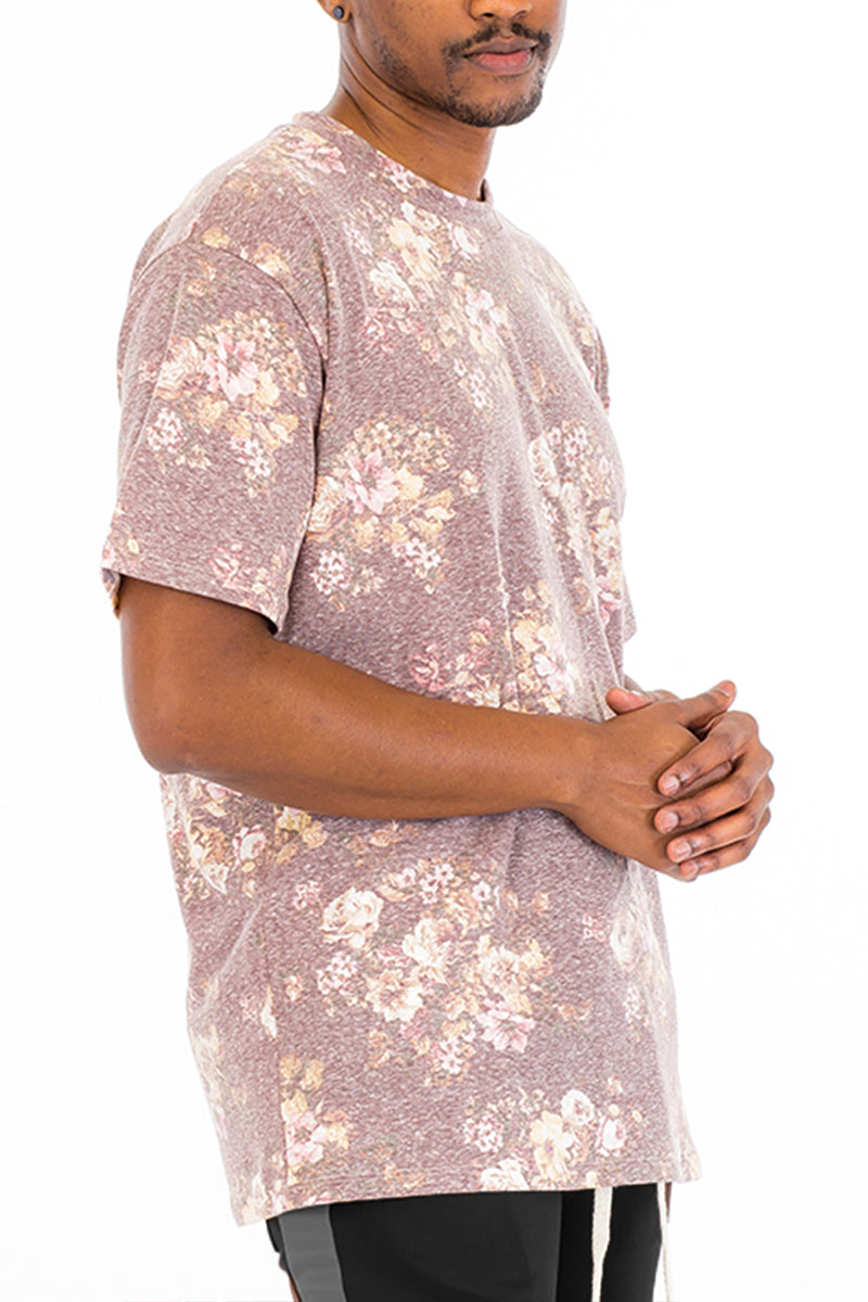 Lime Milo men's graphic tee shirts in floral print, lightweight and casual