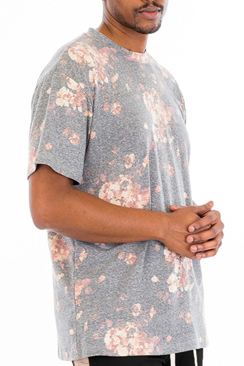 Lime Milo men's graphic tee shirts in gray with floral print, perfect for casual wear