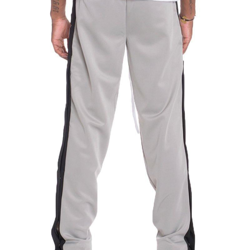 Men's Pants - Joggers Mens Gray Snap Button Track Pants