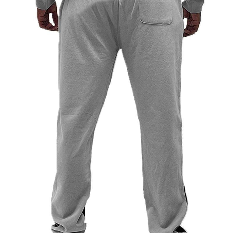 Men's Pants - Joggers Mens Gray White And Black Color Block Sweat Pants