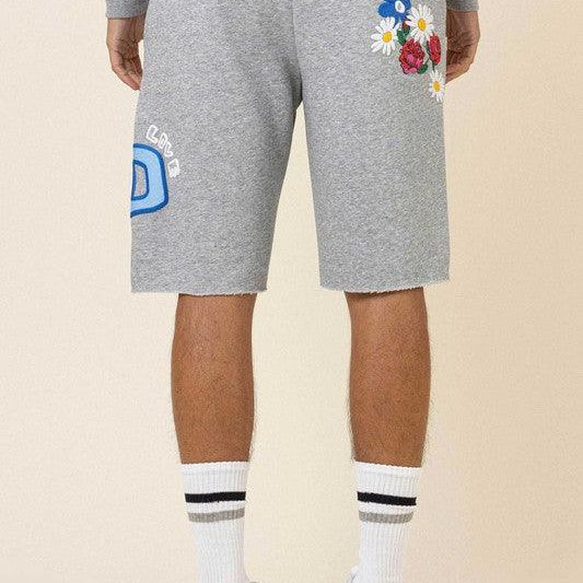 Men's Shorts Mens Grey Flower Puff Print Short