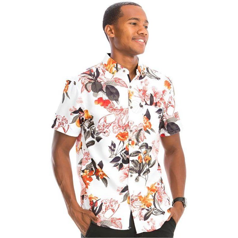 Mens Hawaiian Shirts Button Front Floral - VacationGrabs