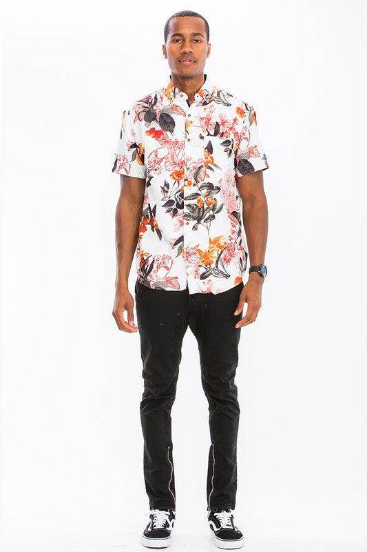 Mens Hawaiian Shirts Button Front Floral - VacationGrabs