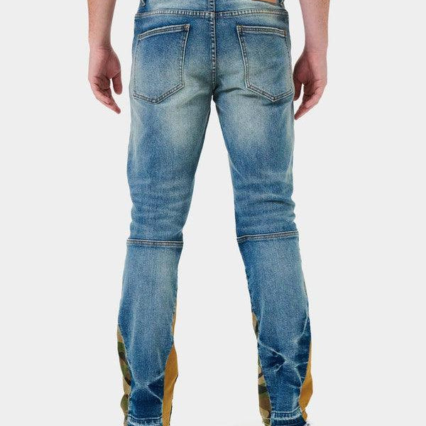Men's Pants - Jeans Mens Heavy Rip & Repair Slim Straight Leg Jeans