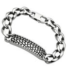 Men's high polished bracelet with textured center and chunky metal links for stylish accessorizing