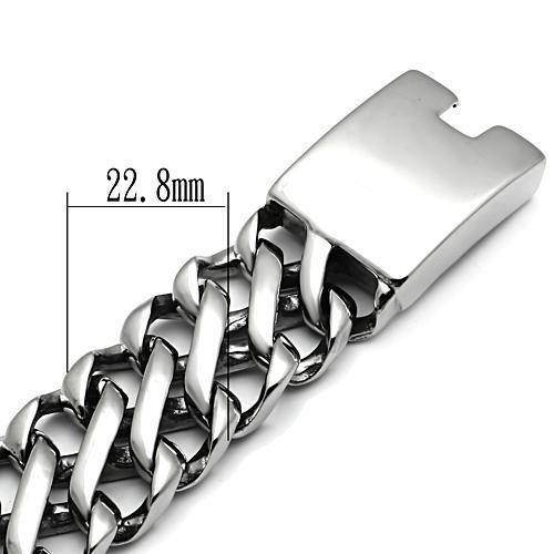 Men's high polished bracelet with a sturdy clasp and a chain design for a stylish look