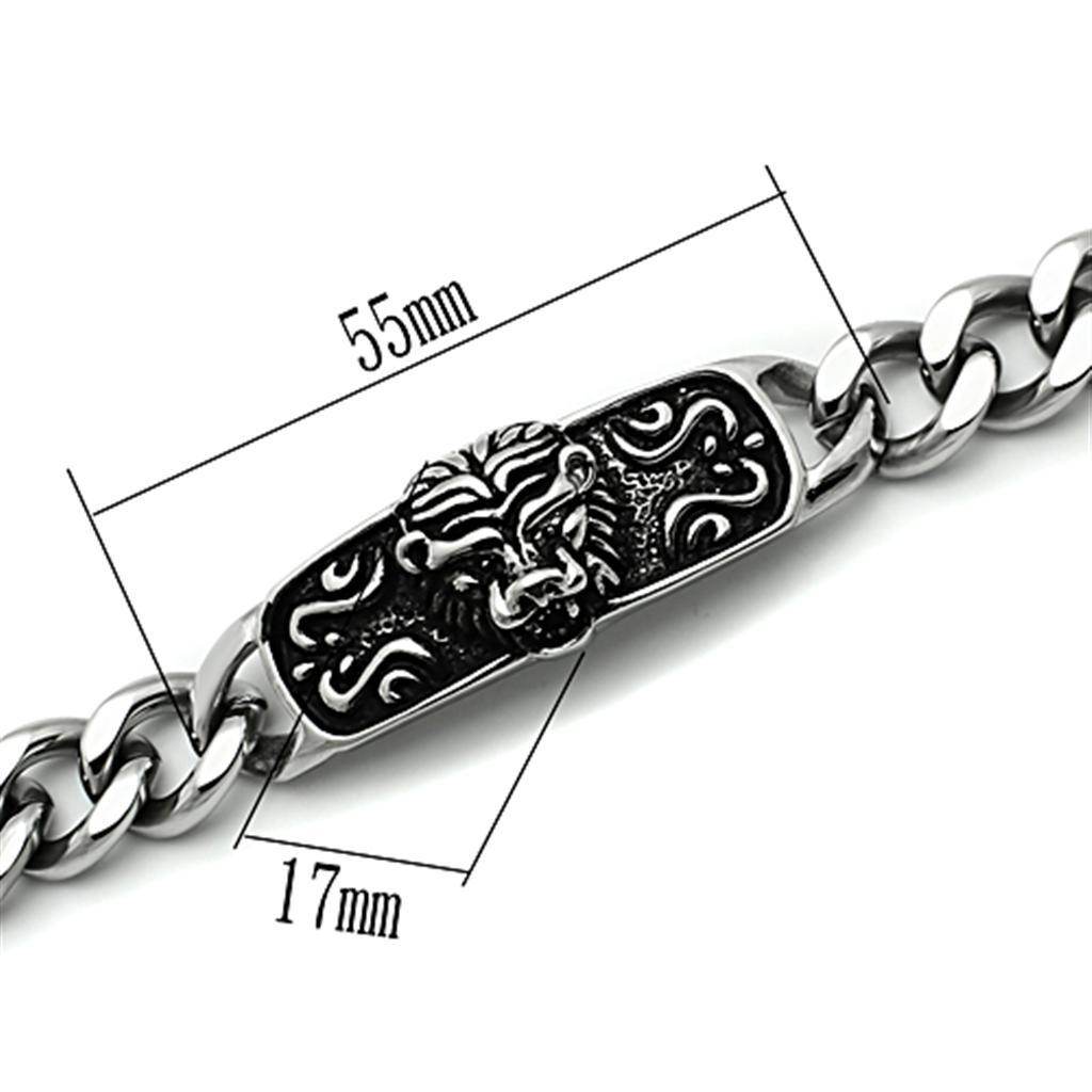 Men's high polished bracelet featuring a lion head design and a sturdy chain link style