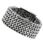 Men's high polished bracelet with a stylish interlocking chain design in silver tone