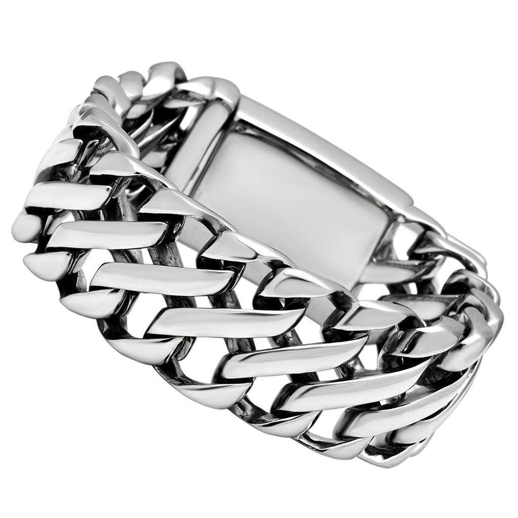 VacationGrabs men's high polished bracelet with a stylish interlocking chain design