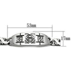 Stylish men's high polished bracelet featuring a skull design and dimensions of 53mm by 17mm