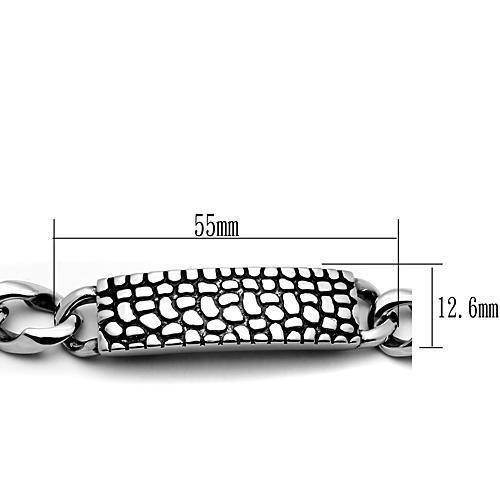 Men's high polished bracelet with textured design and adjustable chain for stylish wear