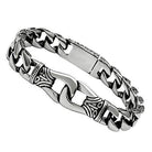 Men's high polished bracelet featuring a stylish chain design with intricate detailing