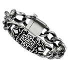 VacationGrabs men's high polished bracelet with detailed engraved design and secure clasp