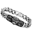 Men's high polished bracelet featuring a bold lion design in stainless steel for a stylish look