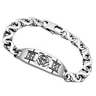 VacationGrabs men's high polished bracelet featuring a skull design and sparkling accents