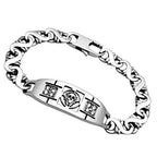 VacationGrabs men's high polished bracelet featuring a skull design and sparkling accents