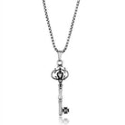 VacationGrabs men's high polished key necklace with an ornate design on a silver chain
