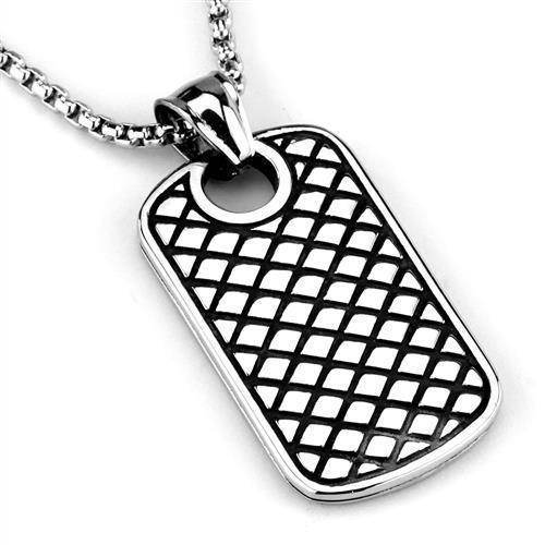 VacationGrabs men's high polished necklace with unique textured pendant design