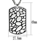 Men's high polished necklace featuring a stylish stone texture dog tag pendant