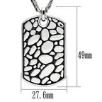 Men's high polished necklace featuring a stylish stone texture dog tag pendant