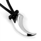 VacationGrabs men's high polished necklace featuring a sleek claw pendant on a braided leather cord