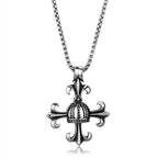 Men's high polished necklace featuring a decorative crown and cross design for stylish accessories