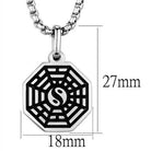 Men's high polished necklace with an octagonal pendant featuring a yin-yang design