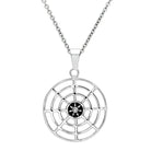Men's high polished necklace featuring a stylish compass design on a sleek silver chain
