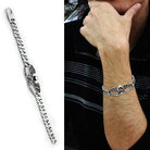 Men's high polished skull bracelet with stylish winged design for a bold fashion statement
