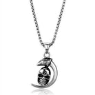 Men's high polished skull necklace with silver chain and unique pendant design for bold style