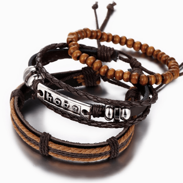 Men's Jewelry - Wristbands Mens Hope Wristband Multi-Layer Adjustable Bracelet Set